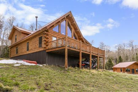 Amish Built Log Home with an Log Guest Cabin for sale in Weston, Colorado